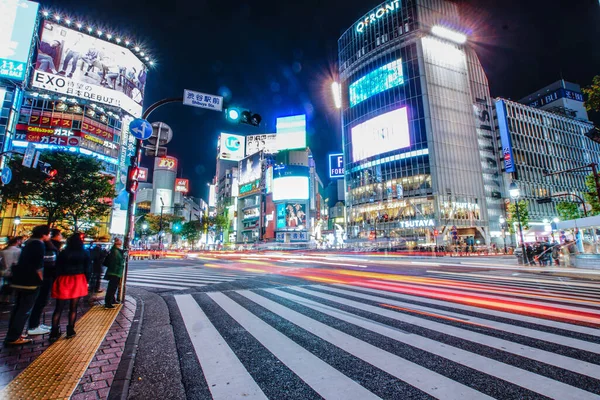 Shibuya Scramble Перетин Нічного Виду — стокове фото