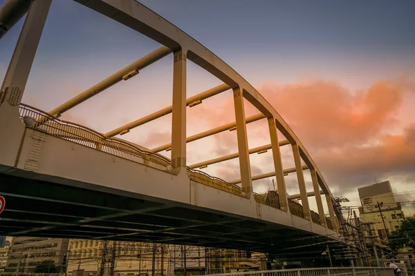 Ruas Yokohama Que Foi Envolto Pôr Sol — Fotografia de Stock