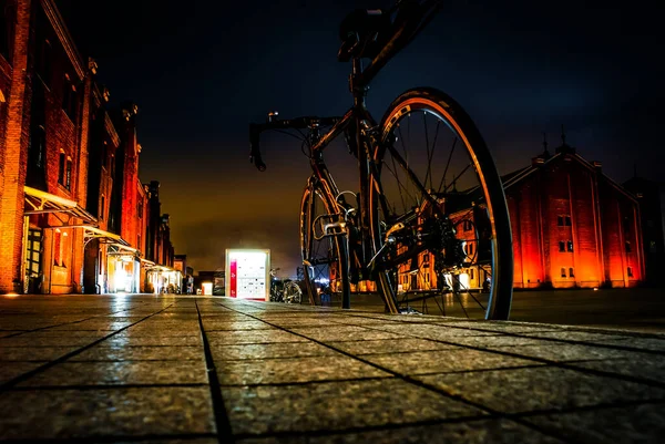 Yokohama Noite Ciclismo Bicicleta Estrada — Fotografia de Stock