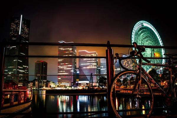 Yokohama Noite Ciclismo Bicicleta Estrada — Fotografia de Stock