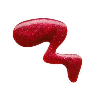 Beyaz arka planda kırmızı oje lekeleri var. Makro fotoğraf. Üst görünüm