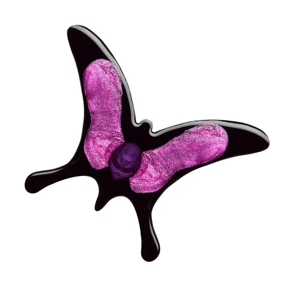 Lot Vernis Ongles Forme Papillon Violet Noir Isolé Sur Fond — Photo