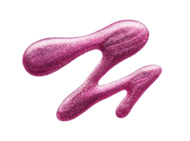 Beyaz arka planda izole edilmiş mor oje lekeleri. Makro fotoğraf. Üst görünüm