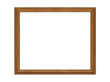 Tablolar ya da fotoğraf için boş açık kahverengi ahşap çerçeve. Beyaz arkaplanda izole