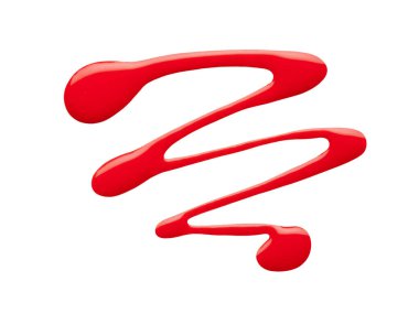 Beyaz arka planda kırmızı oje lekeleri var. Makro fotoğraf. Üst görünüm