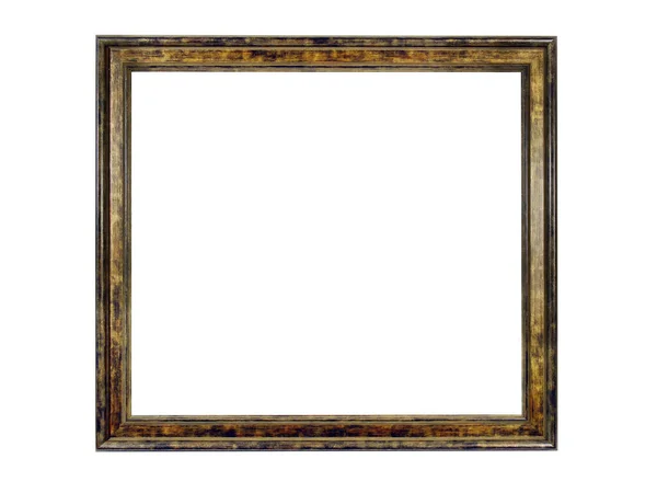 Empty Brown Wooden Frame Paintings Photo Isolated White Background — Stock Photo, Image