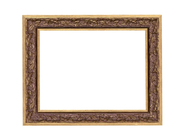 Oud Leeg Bruin Houten Frame Voor Schilderijen Met Gouden Patina — Stockfoto