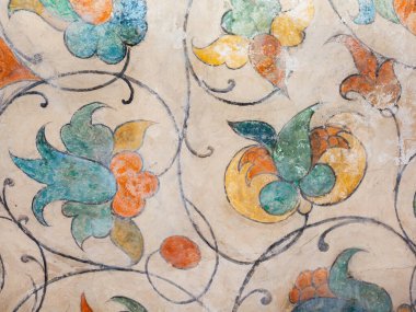 Antik İtalyan çiçekli duvar.