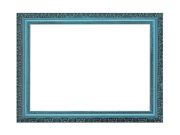 Moldura Madeira Azul Vazia Para Pinturas Foto Isolado Sobre Fundo — Fotografia de Stock