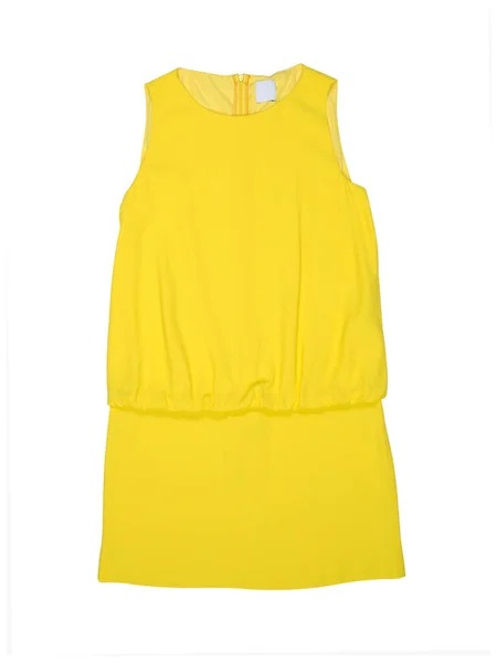Vestido Verão Amarelo Liso Sem Mangas Isoladas Fundo Branco Depósito — Fotografia de Stock