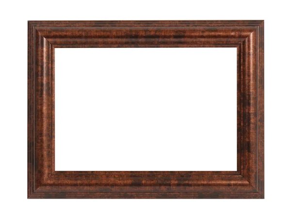 Empty Brown Wooden Frame Paintings Isolated White Background — Stock Photo, Image