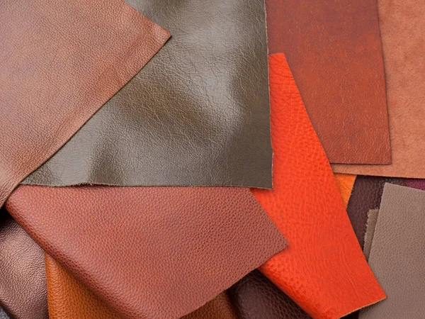 Verschiedene Farben Natürliches Leder Texturen Proben Brauntöne — Stockfoto
