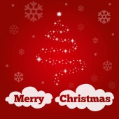 Vánoční hvězdy ilustrace s průhledným sněhem a červeným pozadím. Přejeme vám veselé vánoční vektorové ilustrace.