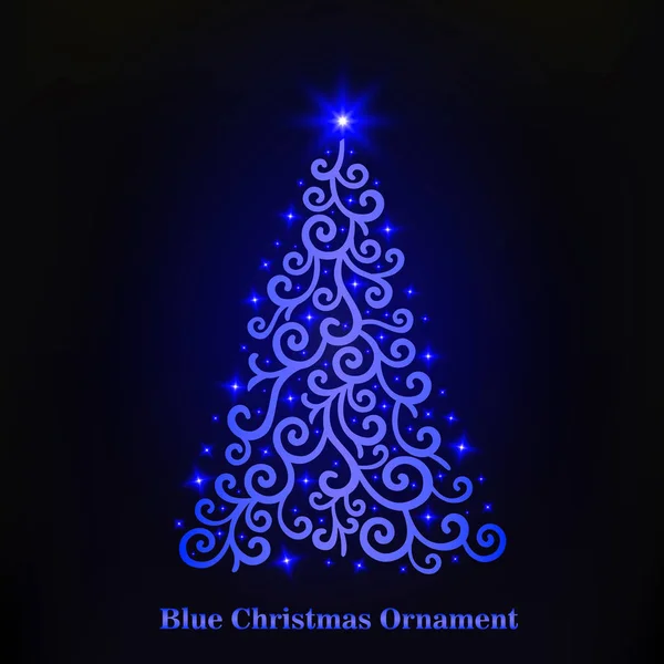 Vetor Ornamento Árvore Natal Azul Brilhante Decorações Natal Com Estrelas —  Vetores de Stock