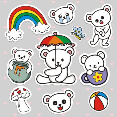 El çizmek vektör koleksiyonu etiket ayı 