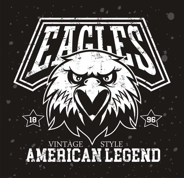 Logotipo Cabeza Águila Para Camiseta Hawk Mascota Sport Desgaste Tipografía — Archivo Imágenes Vectoriales