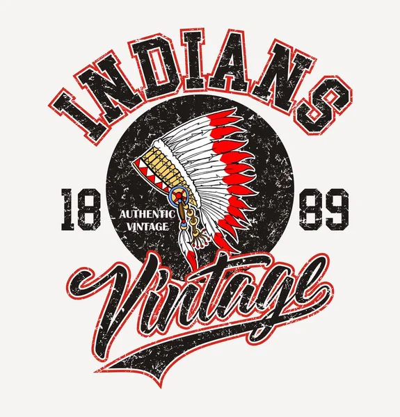 Индейцы Винтажные Футболок — стоковый вектор
