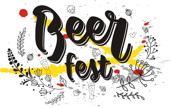 Beer Fest Κομψό Floral Καρέ — Διανυσματικό Αρχείο