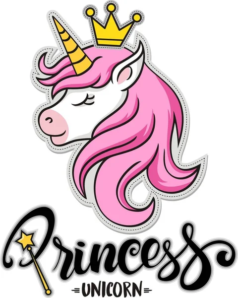 Princess Unicorn Unicorn Kepala Maskot Vektor Ilustrasi - Stok Vektor