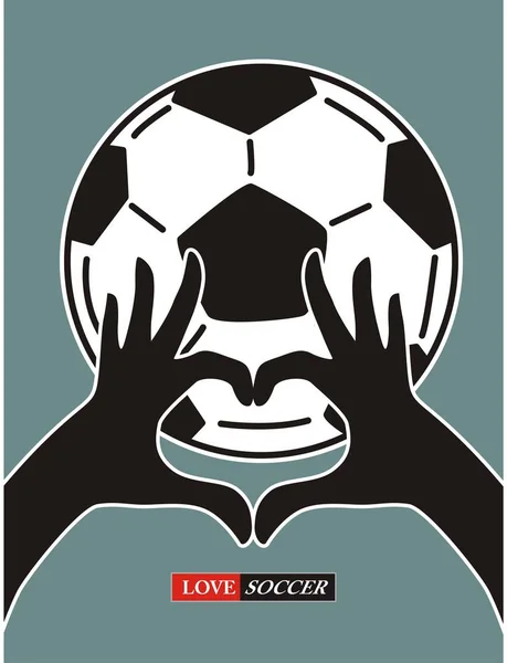 Soccer Ball Vector Design Heart Hand Gesture Vector Icons — Stock Vector