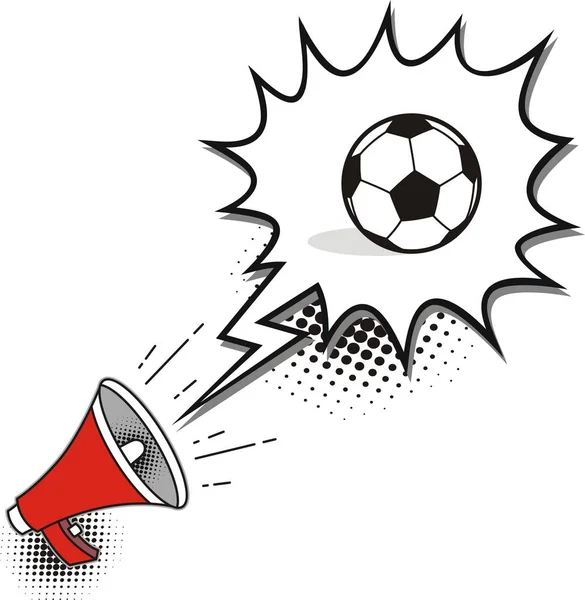 メガホン デジタル マーケティングのウェブサイトやプロモーション バナー サッカー ボールのビジネス コンセプト — ストックベクタ