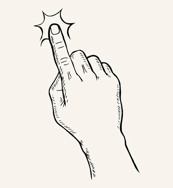 Hand Drawn Sketch Hand Gesture Vector Pointing Finger — Stock Vector