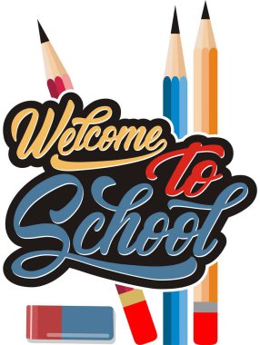 Okuluna geri dön, vektör çizim hoş geldiniz.