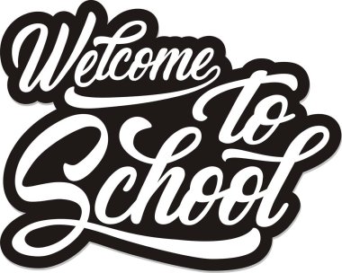 Hoş geldin geri el yazı okul, illüstrasyon vektör için.