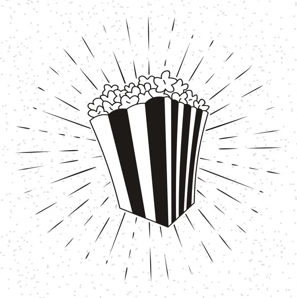 Popcorn Doodle Con Scorrimento Sunburst Sfondo Grunge — Vettoriale Stock