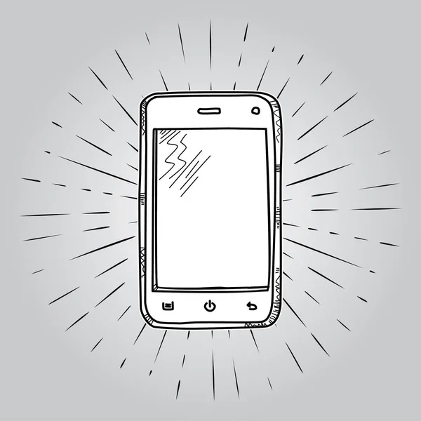 Dibujado Mano Smart Phone Ilustración Vectorial — Vector de stock