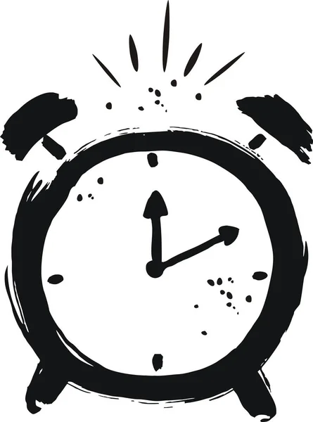 Reloj Despertador Dibujado Mano Aislado Sobre Fondo Blanco — Vector de stock