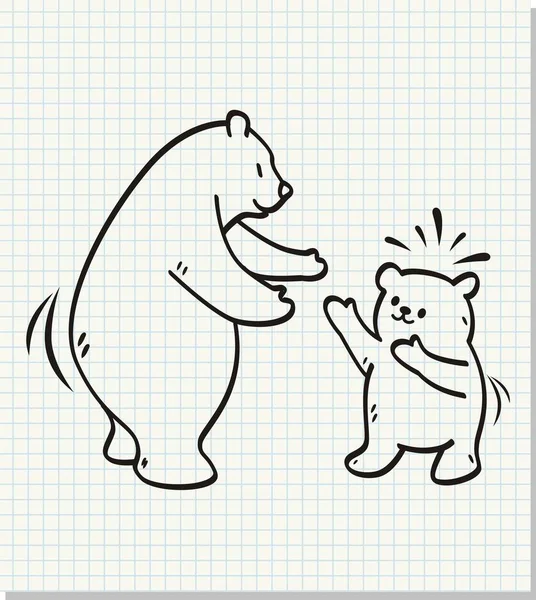 Niedlichen Bären Auf Papier Background Vector Illustration — Stockvektor