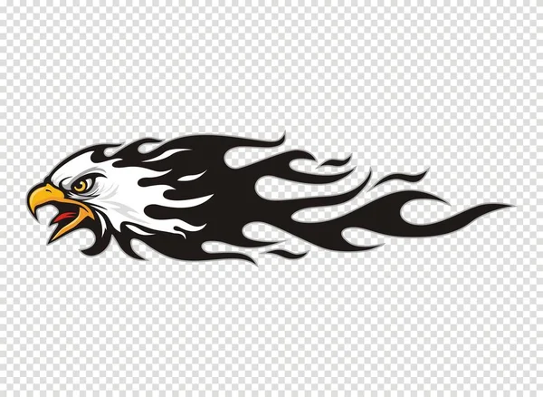Eagle Head Med Flamma Hawk Maskot Sport Slitage Typografi Emblem — Stock vektor