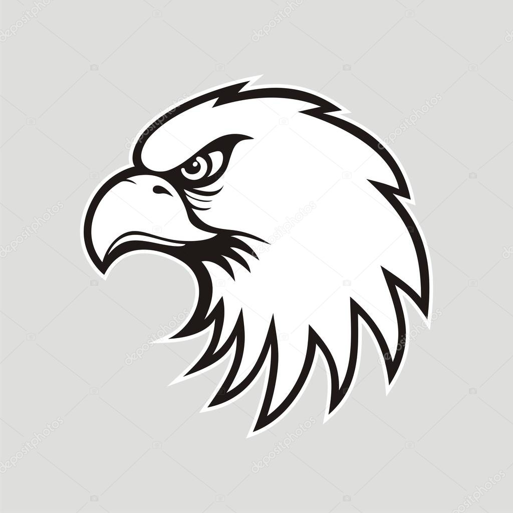 Eagle head logo for t-shirt, Hawk mascot Sport wear typography emblem graphic, athletic apparel stamp