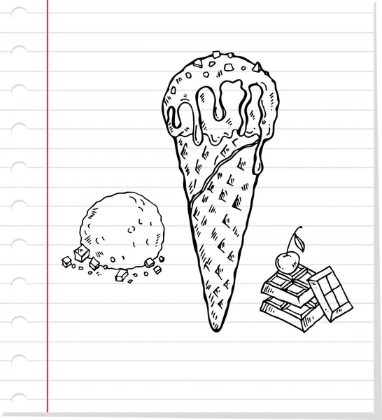 Doodle Sorvete Fundo Papel — Vetor de Stock