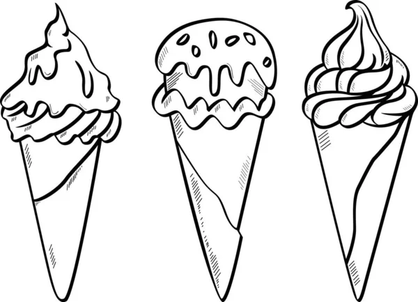 Doodle Ice Cream Paper Background — Stock Vector