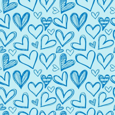 Kalp simgesinin kusursuz deseni, aşk sembolleri şablon, vektör illüstrasyonu