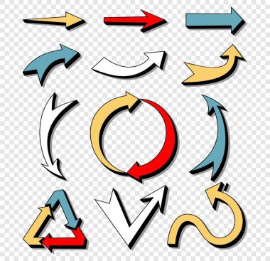 Şeffaf arkaplanda Ok El Tasarım Elementi kümesi