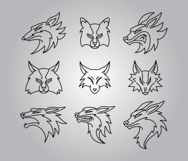 Fox baş kümesi, vektör illüstrasyonu
