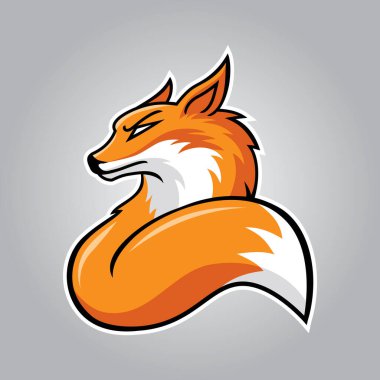 Tilki kafası maskotu, vektör illüstrasyonu