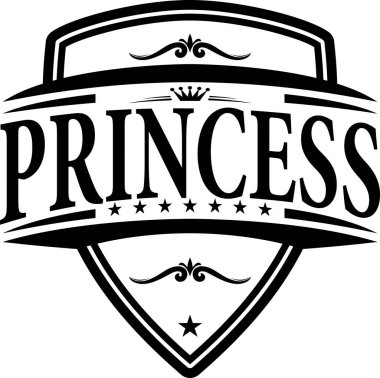 Kalkanın üzerine el çizimi Prenses harfi tasarımı