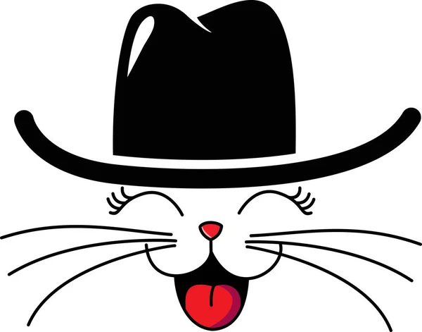 Lindo Retrato Gato Sombrero Negro Ilustración Vectorial — Archivo Imágenes Vectoriales