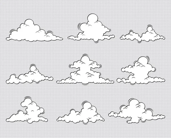 Conjunto Nubes Icono Vector Ilustración — Archivo Imágenes Vectoriales