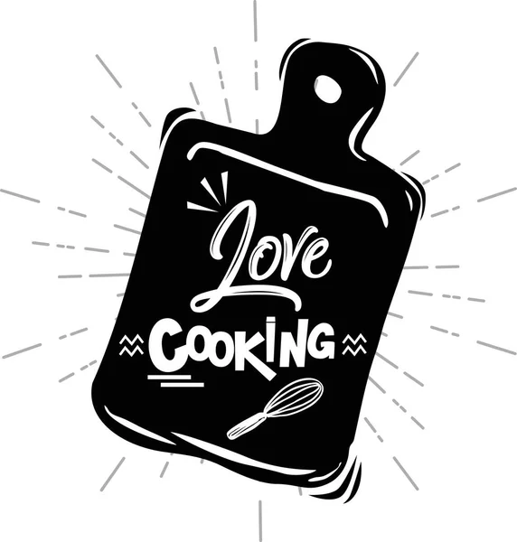 Mano Dibujada Amor Cocinando Elementos Con Cuchara Tenedor Ilustración Vectorial — Archivo Imágenes Vectoriales