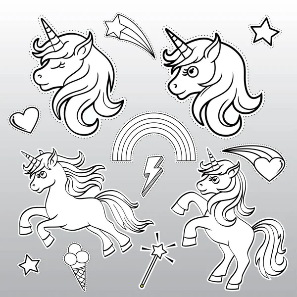 Tangan Ditarik Unicorn Vektor Ilustrasi - Stok Vektor