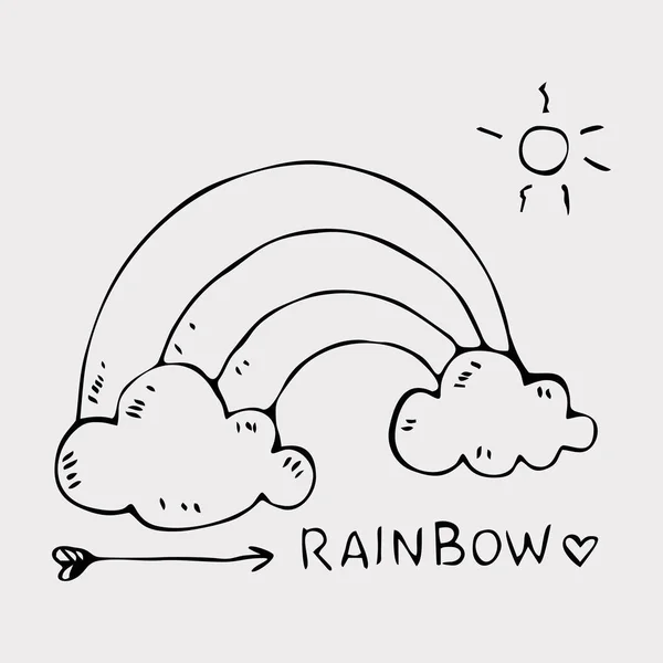 Doodle Rainbow Clouds Vector Illustration — Stockový vektor