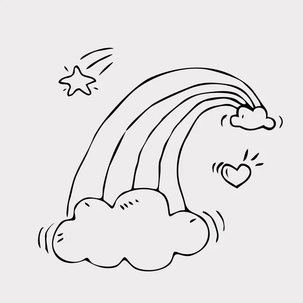 Doodle Rainbow Clouds Vector Illustration — Stockový vektor
