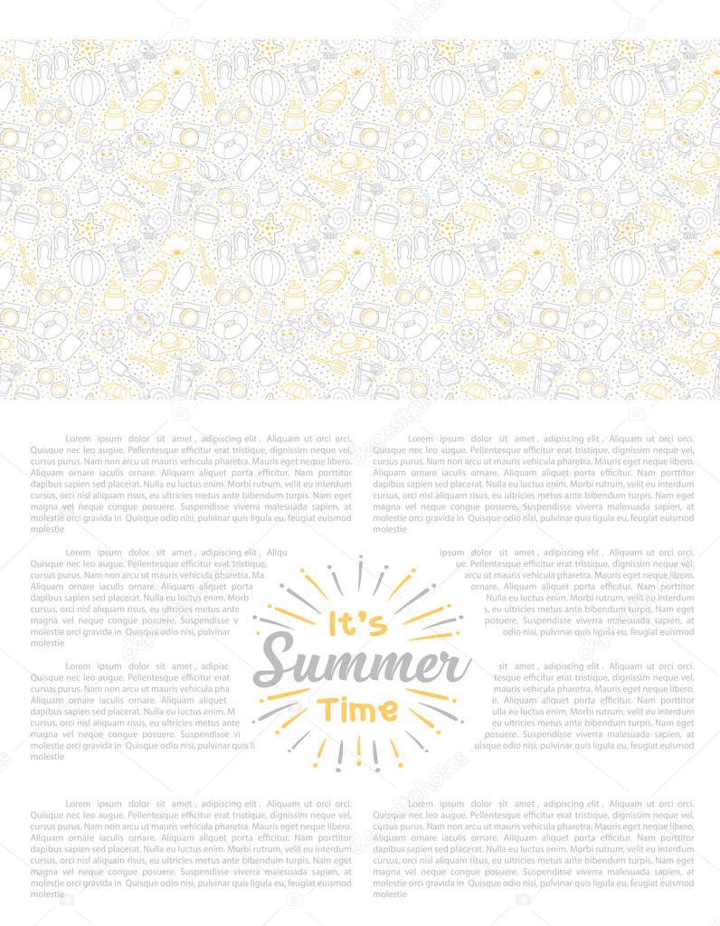 lettering summer holiday set of cute icon with white background