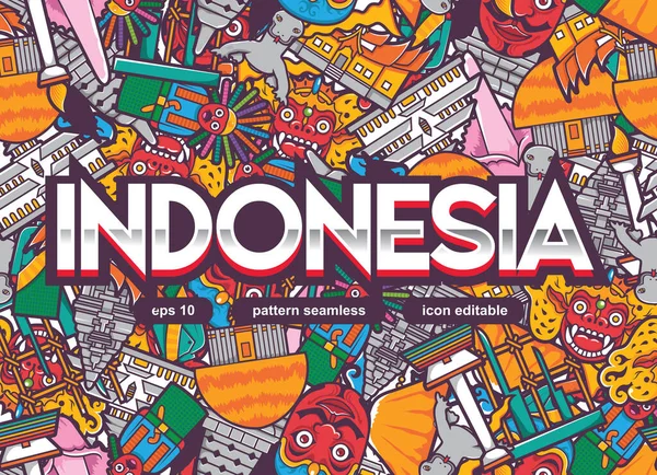 Indonésia Padrão Sem Costura Com Fundo Letras — Vetor de Stock