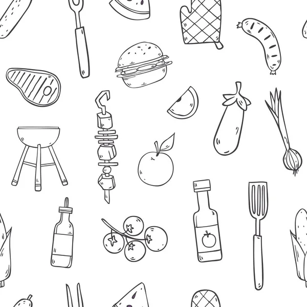 Patrón Vectores Sin Costuras Con Alimentos Dibujos Animados Ingredientes Salsas — Vector de stock